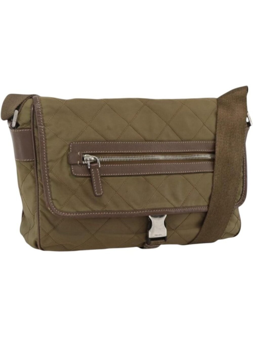 PRADA Shoulder Bag Nylon Brown Silver